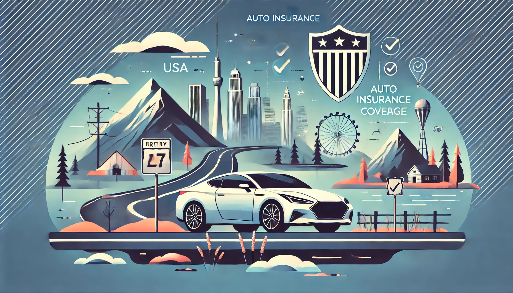 Top 10 Auto Insurance Companies in the USA: Compare Rates and Coverage DALL·E 2024-12-02 17.46.48 – A visually engaging horizontal image showcasing a sleek car driving on a scenic road in the USA, with a backdrop of iconic American landscapes like mo